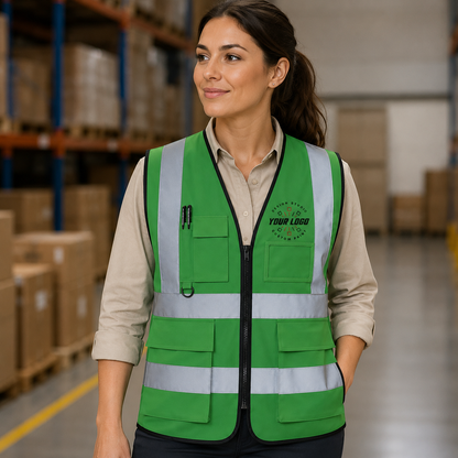 Custom High-Visibility Safety Vest with Logo and Text – Reflective Work Vest for Crews