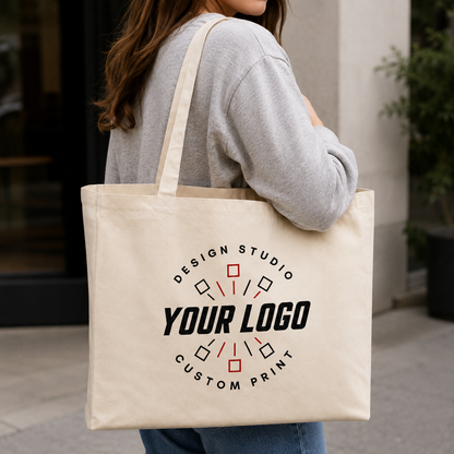 Logo Printed Cotton Tote Bag – Simple One-Side Custom Tote