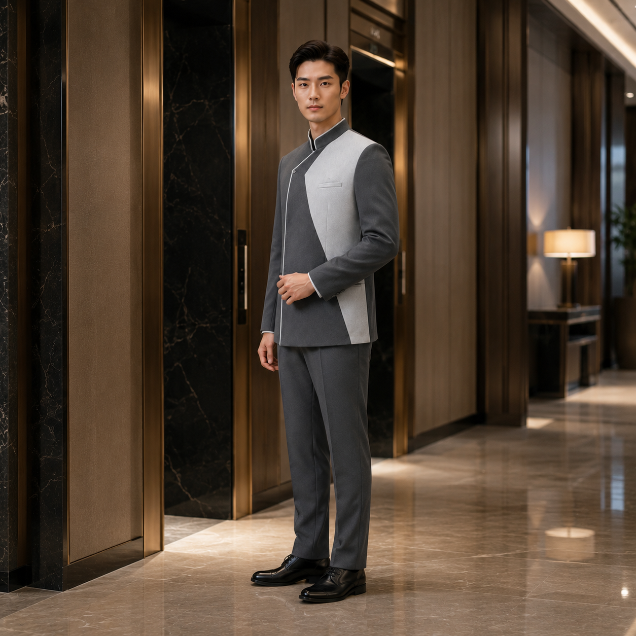 Men’s Hotel Concierge Uniform with Logo – Luxury Reception Staff Outfit