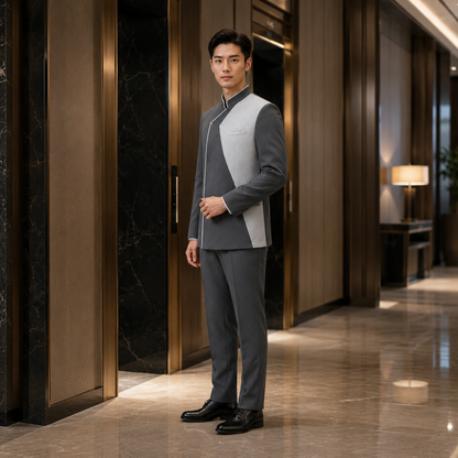 Men’s Hotel Concierge Uniform with Logo – Luxury Reception Staff Outfit