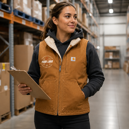 Custom Carhartt Sherpa-Lined Vest with Logo – Mock Neck Workwear Vest