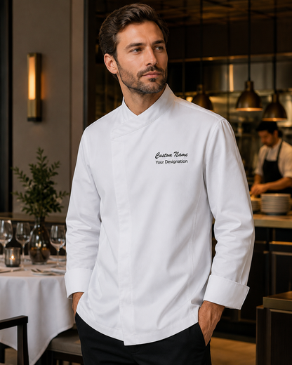 Custom Restaurant Chef Jacket – Embroidered Executive Chef Coat with Logo
