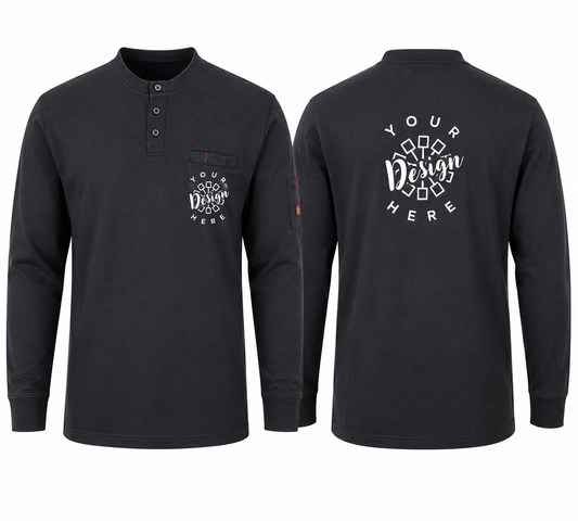 Custom FR Henley Shirt with Logo – Portwest FR32 Flame Resistant Work Shirt