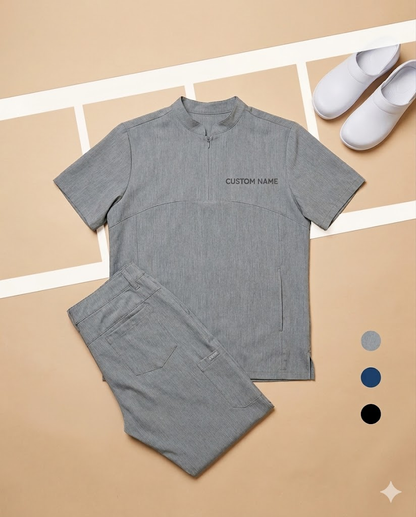 Personalized Scrub Set with Name – Short Sleeve Clinic Uniform for Spa & Salon Staff